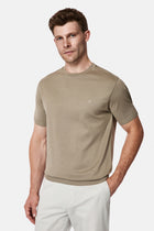 Koyu Vizon Regular Fit Bisiklet Yaka Nakışlı %100 Pamuk Merserize T-shirt
