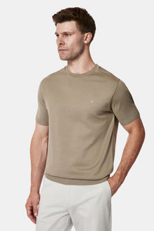 Koyu Vizon Regular Fit Bisiklet Yaka Nakışlı %100 Pamuk Merserize T-shirt