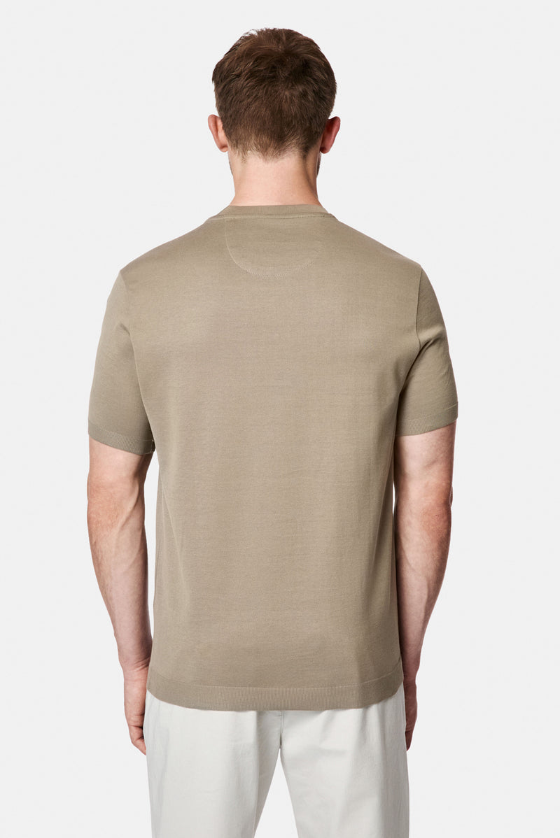 Koyu Vizon Regular Fit Bisiklet Yaka Nakışlı %100 Pamuk Merserize T-shirt