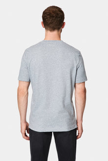 Açık Gri Bisiklet Yaka Regular Fit Desenli Nakışlı Pamuklu Keten T-shirt