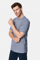 İndigo Bisiklet Yaka Regular Fit Desenli Nakışlı Pamuklu Keten T-shirt