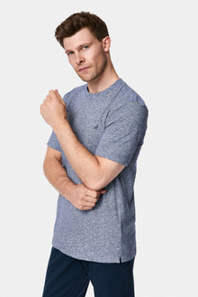 İndigo Bisiklet Yaka Regular Fit Desenli Nakışlı Pamuklu Keten T-shirt