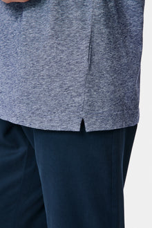 İndigo Bisiklet Yaka Regular Fit Desenli Nakışlı Pamuklu Keten T-shirt