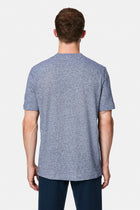 İndigo Bisiklet Yaka Regular Fit Desenli Nakışlı Pamuklu Keten T-shirt