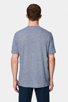 İndigo Bisiklet Yaka Regular Fit Desenli Nakışlı Pamuklu Keten T-shirt