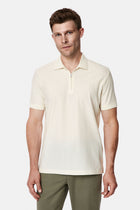 Ekru Regular Fit Fermuarlı Polo Yaka %100 Pamuk Desenli Nakışlı Merserize T-shirt