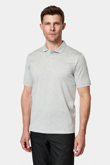 Açık Gri Regular Fit Düğmeli Polo Yaka Desenli Nakışlı %100 Pamuk Merserize T-shirt