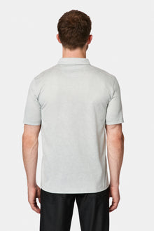 Açık Gri Regular Fit Düğmeli Polo Yaka Desenli Nakışlı %100 Pamuk Merserize T-shirt