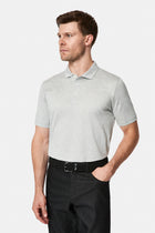 Açık Gri Regular Fit Düğmeli Polo Yaka Desenli Nakışlı %100 Pamuk Merserize T-shirt