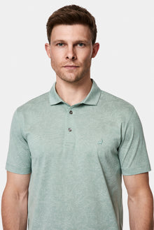 Çağla Yeşili Regular Fit Düğmeli Polo Yaka Desenli Nakışlı %100 Pamuk Merserize T-shirt