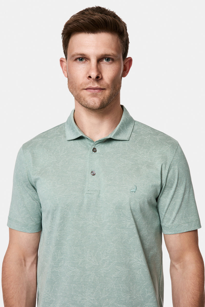 Çağla Yeşili Regular Fit Düğmeli Polo Yaka Desenli Nakışlı %100 Pamuk Merserize T-shirt
