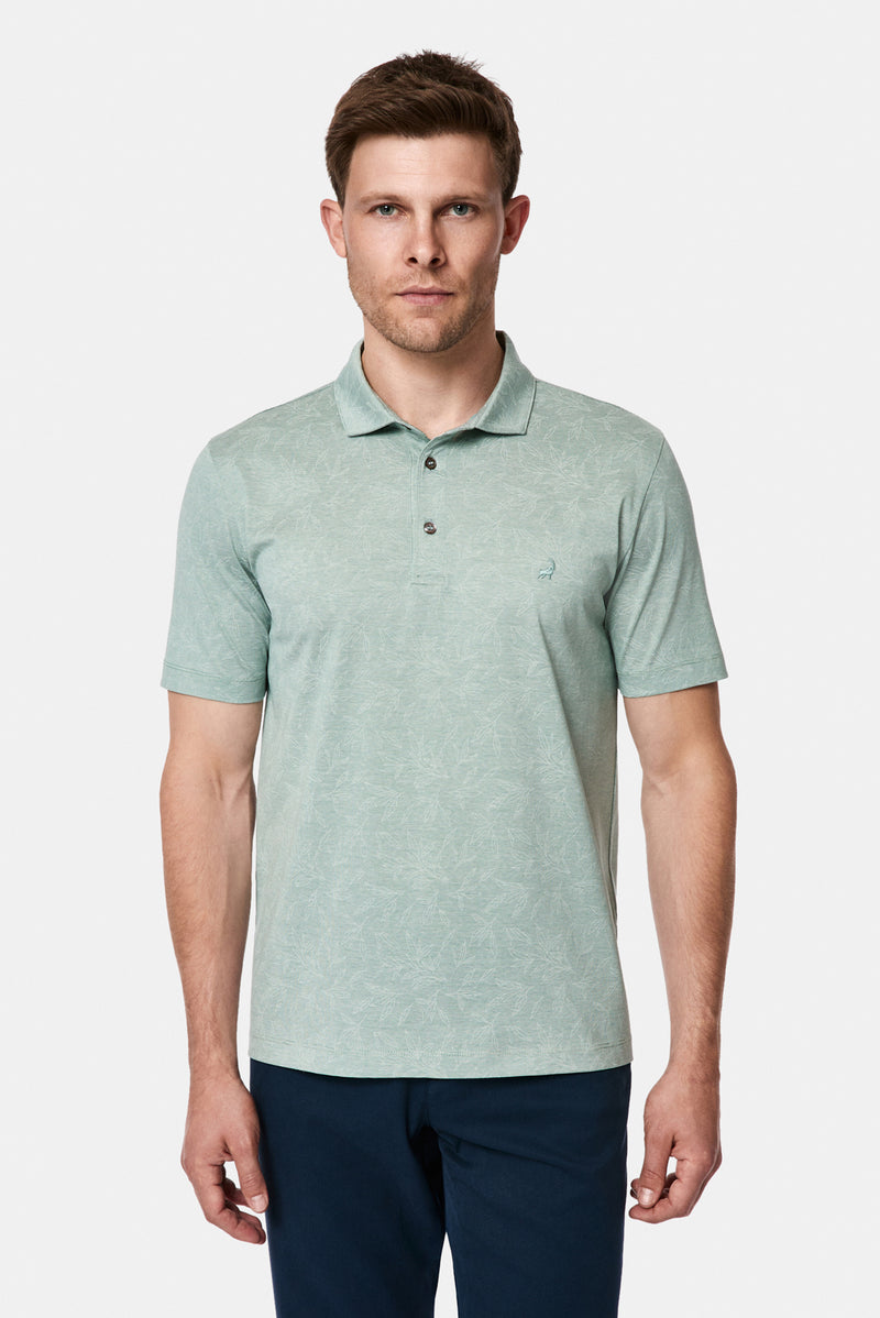 Çağla Yeşili Regular Fit Düğmeli Polo Yaka Desenli Nakışlı %100 Pamuk Merserize T-shirt
