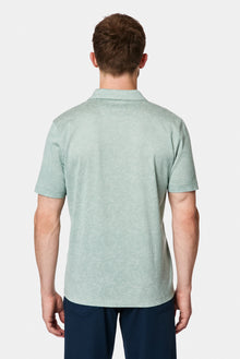 Çağla Yeşili Regular Fit Düğmeli Polo Yaka Desenli Nakışlı %100 Pamuk Merserize T-shirt
