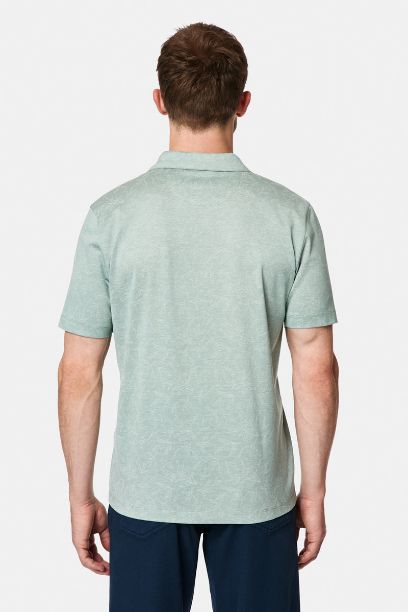 Çağla Yeşili Regular Fit Düğmeli Polo Yaka Desenli Nakışlı %100 Pamuk Merserize T-shirt