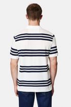Kırık Beyaz Regular Fit Düğmeli Polo Yaka Çizgili Cepli %100 Pamuk Merserize T-shirt