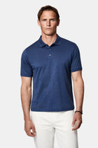 Açık Lacivert Regular Fit Düğmeli Polo Yaka Desenli Nakışlı %100 Pamuk Merserize T-shirt