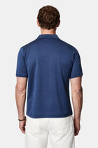 Açık Lacivert Regular Fit Düğmeli Polo Yaka Desenli Nakışlı %100 Pamuk Merserize T-shirt