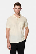 Kırık Beyaz Regular Fit Düğmeli Polo Yaka Desenli Nakışlı Cepli %100 Pamuk Merserize T-shirt
