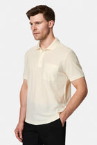 Kırık Beyaz Regular Fit Düğmeli Polo Yaka Desenli Nakışlı Cepli %100 Pamuk Merserize T-shirt