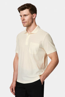 Kırık Beyaz Regular Fit Düğmeli Polo Yaka Desenli Nakışlı Cepli %100 Pamuk Merserize T-shirt