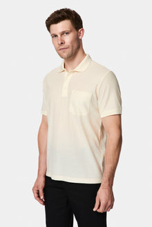 Kırık Beyaz Regular Fit Düğmeli Polo Yaka Desenli Nakışlı Cepli %100 Pamuk Merserize T-shirt