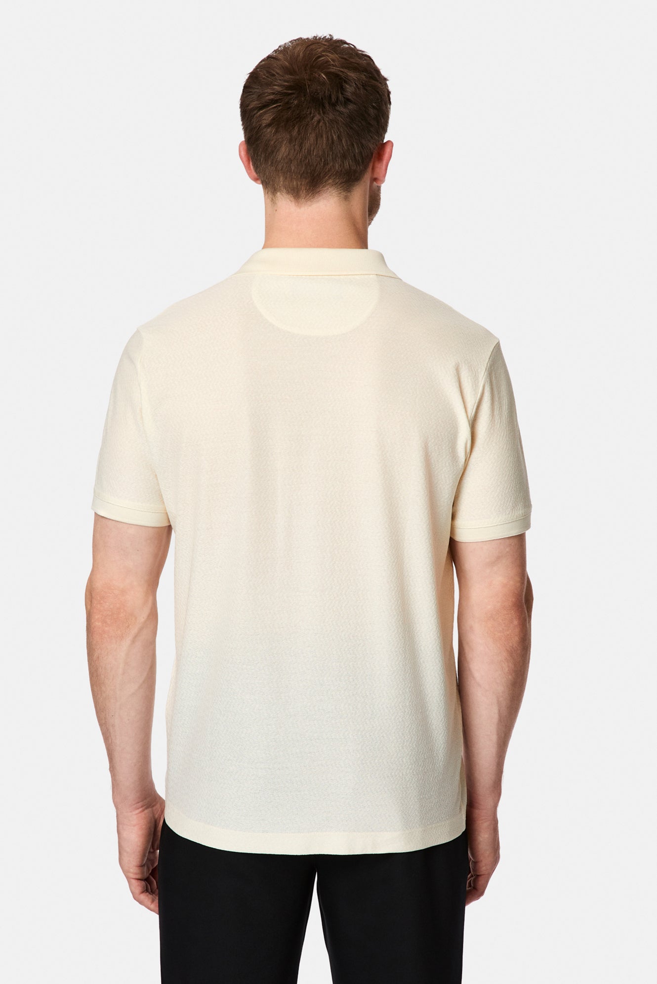 Kırık Beyaz Regular Fit Düğmeli Polo Yaka Desenli Nakışlı Cepli %100 Pamuk Merserize T-shirt