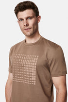 Orta Bej Bisiklet Yaka Regular Fit Baskılı %100 Pamuk Merserize T-shirt