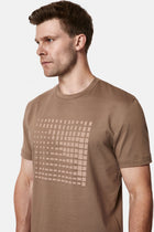 Orta Bej Bisiklet Yaka Regular Fit Baskılı %100 Pamuk Merserize T-shirt
