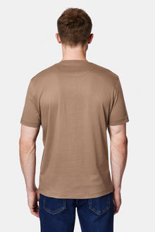 Orta Bej Bisiklet Yaka Regular Fit Baskılı %100 Pamuk Merserize T-shirt