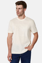 Kırık Beyaz Bisiklet Yaka Regular Fit Baskılı %100 Pamuk Merserize T-shirt