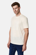 Kırık Beyaz Bisiklet Yaka Regular Fit Baskılı %100 Pamuk Merserize T-shirt