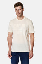 Kırık Beyaz Bisiklet Yaka Regular Fit Baskılı %100 Pamuk Merserize T-shirt