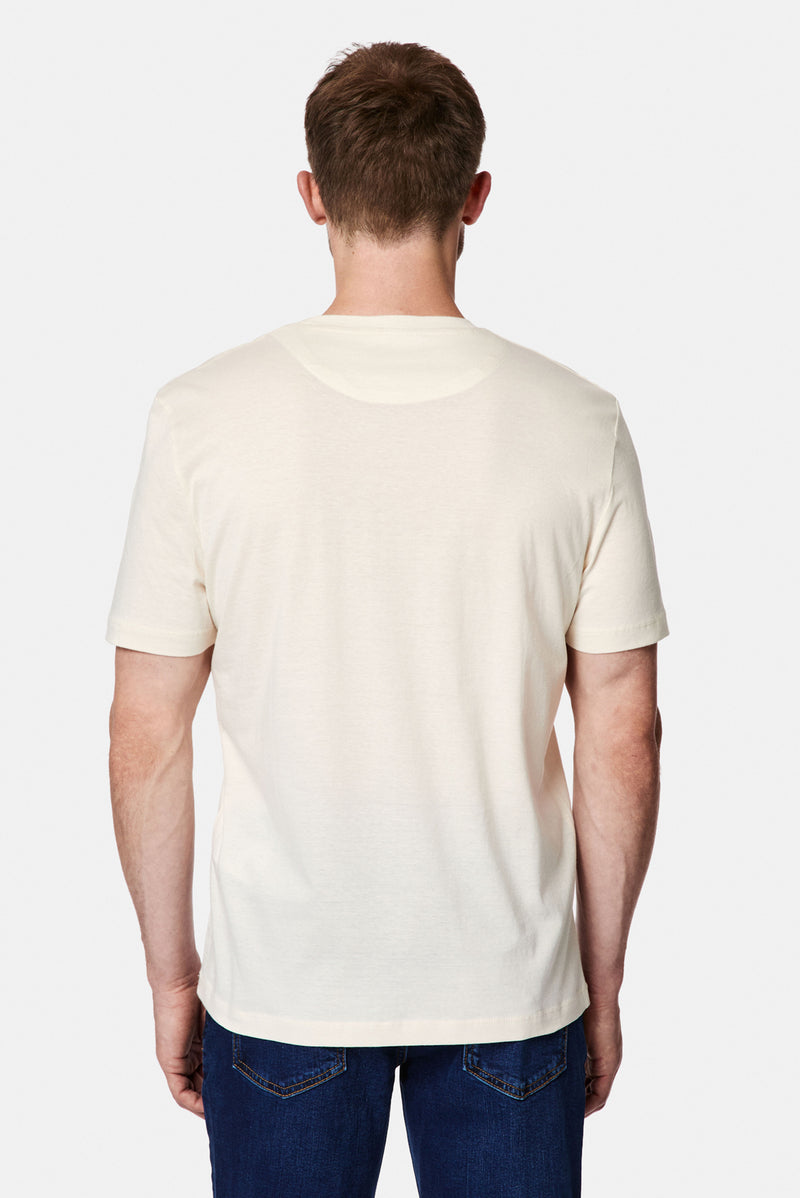 Kırık Beyaz Bisiklet Yaka Regular Fit Baskılı %100 Pamuk Merserize T-shirt