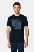 Koyu Lacivert Bisiklet Yaka Regular Fit Baskılı %100 Pamuk Merserize T-shirt