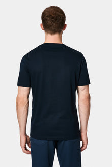 Koyu Lacivert Bisiklet Yaka Regular Fit Baskılı %100 Pamuk Merserize T-shirt