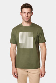 Orta Haki Bisiklet Yaka Regular Fit Baskılı %100 Pamuk Merserize T-shirt