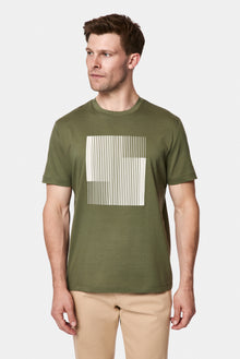 Orta Haki Bisiklet Yaka Regular Fit Baskılı %100 Pamuk Merserize T-shirt