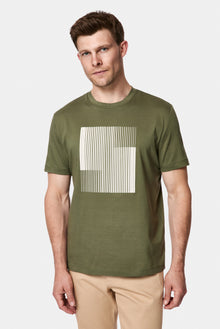 Orta Haki Bisiklet Yaka Regular Fit Baskılı %100 Pamuk Merserize T-shirt