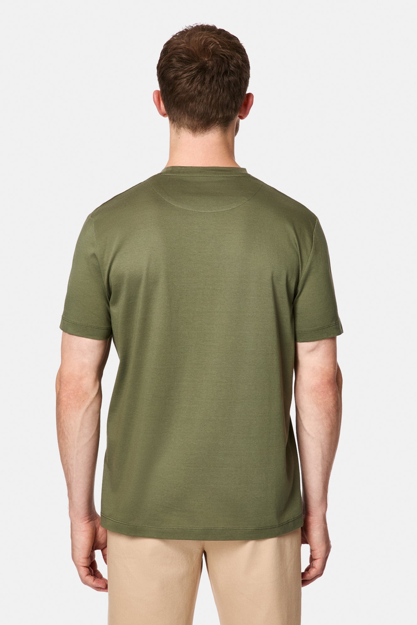 Orta Haki Bisiklet Yaka Regular Fit Baskılı %100 Pamuk Merserize T-shirt