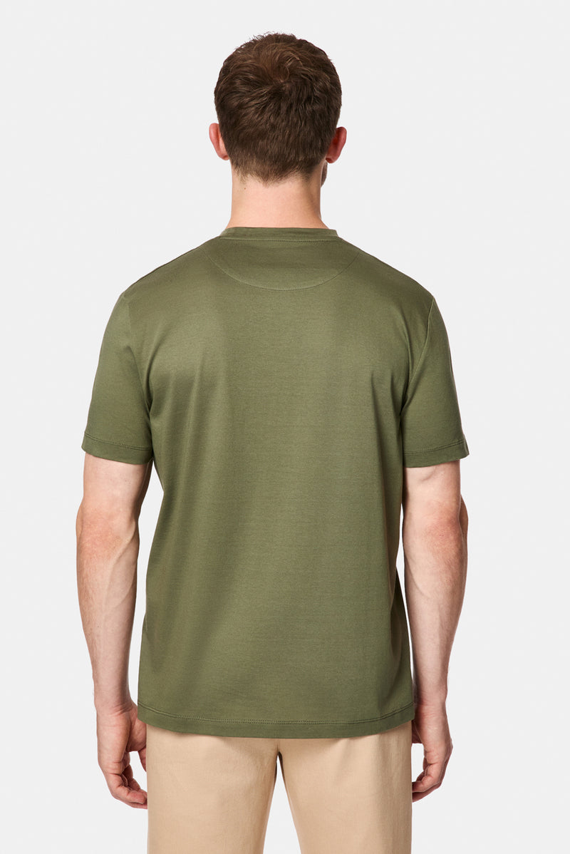 Orta Haki Bisiklet Yaka Regular Fit Baskılı %100 Pamuk Merserize T-shirt