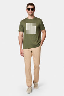 Orta Haki Bisiklet Yaka Regular Fit Baskılı %100 Pamuk Merserize T-shirt