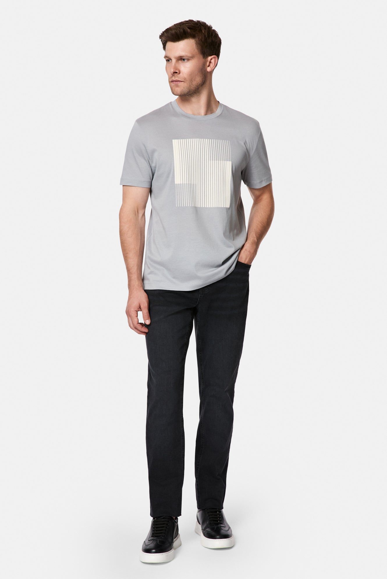 Taş Bisiklet Yaka Regular Fit Baskılı %100 Pamuk Merserize T-shirt
