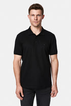 Siyah Regular Fit Polo Yaka Nakışlı %100 Pamuk Merserize T-shirt