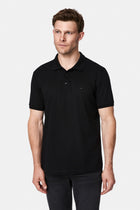 Siyah Regular Fit Polo Yaka Nakışlı %100 Pamuk Merserize T-shirt