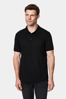 Siyah Regular Fit Polo Yaka Nakışlı %100 Pamuk Merserize T-shirt