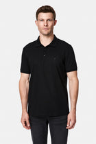 Siyah Regular Fit Polo Yaka Nakışlı %100 Pamuk Merserize T-shirt