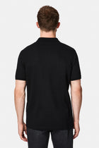 Siyah Regular Fit Polo Yaka Nakışlı %100 Pamuk Merserize T-shirt