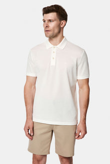 Kırık Beyaz Regular Fit Polo Yaka Nakışlı %100 Pamuk Merserize T-shirt