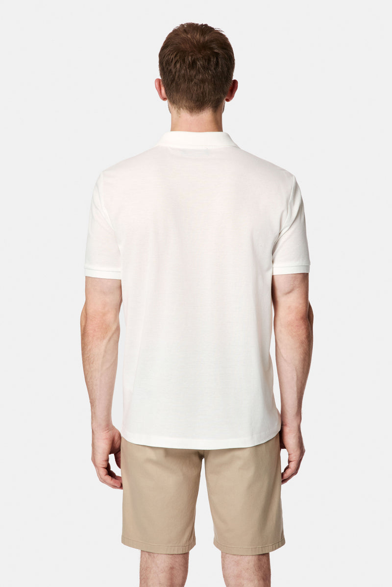 Kırık Beyaz Regular Fit Polo Yaka Nakışlı %100 Pamuk Merserize T-shirt