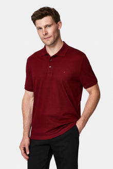 Koyu Bordo Regular Fit Polo Yaka Nakışlı %100 Pamuk Merserize T-shirt